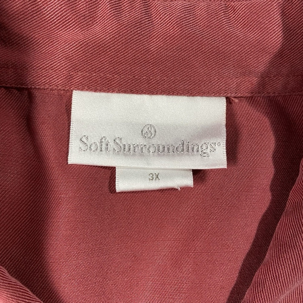 Soft Surroundings 100% Tencel Button Up Blouse Women's 3X Pink Lagenlook Artsy M - Picture 4 of 11